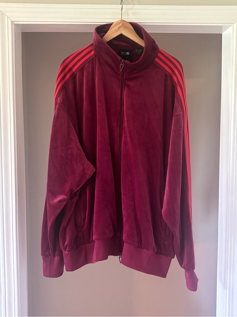 Adidas Beyoncé IVY PARK Maroon Velour Full-Zip Track Jacket